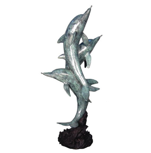 Spouting Three Entwined Dolphins Dance Bronze Garden Sculptures